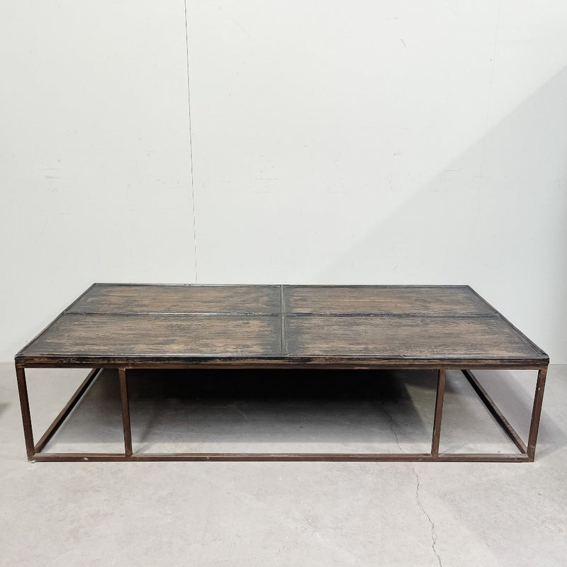 Reclaimed Pine and Metal Table RUSTIC BLACK/ BROWN