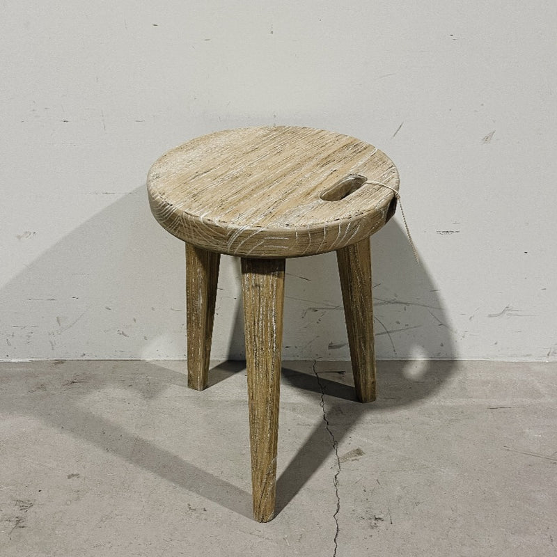 Reclaimed Elm Stool w Handle