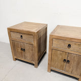 Elm Wood Bedside Table w Doors BLACK or NATURAL 500 x 500 x 650H