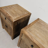 Elm Wood Bedside Table w Doors BLACK or NATURAL 500 x 500 x 650H
