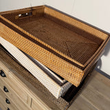 Rattan Rectangular Tray w Handles