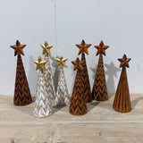 Wooden Xmas Tree Cone 2 Sizes ASSORTED DESIGN