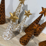 Wooden Xmas Tree Cone 2 Sizes ASSORTED DESIGN