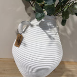 26276 Large Ribbed Terracotta Pot WHITE 400H
