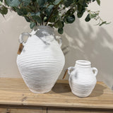 26276 Large Ribbed Terracotta Pot WHITE 400H