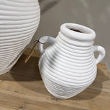 Small Ribbed Terracotta Pot WHITE or SAND