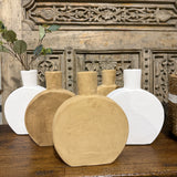 Round Flat Terracotta Pot WHITE or SAND