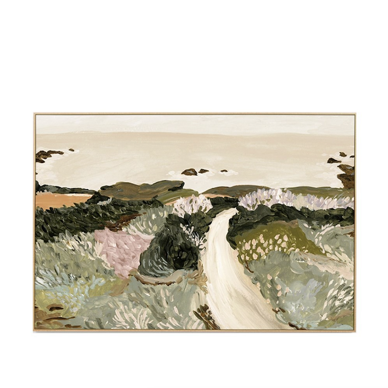 Seaside Meadow Spring Framed Canvas LANDSCAPE 