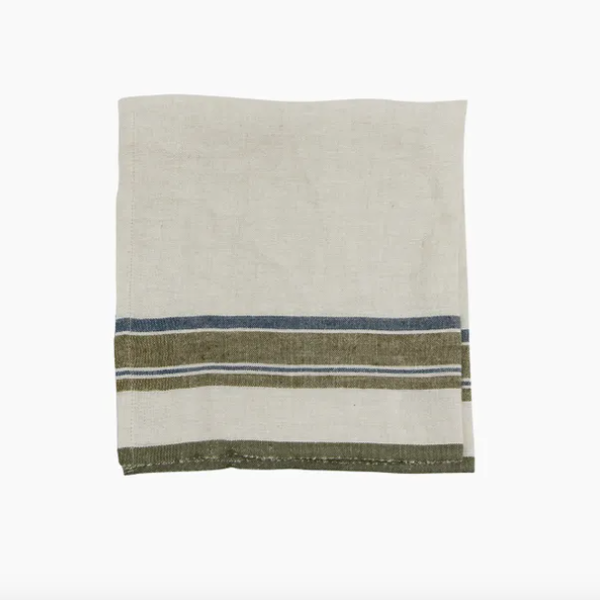 Green Selvedge Stripe Linen Napkin