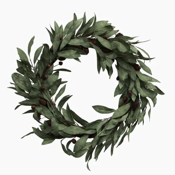 Eucalyptus & Brown Wood Berry Wreath 