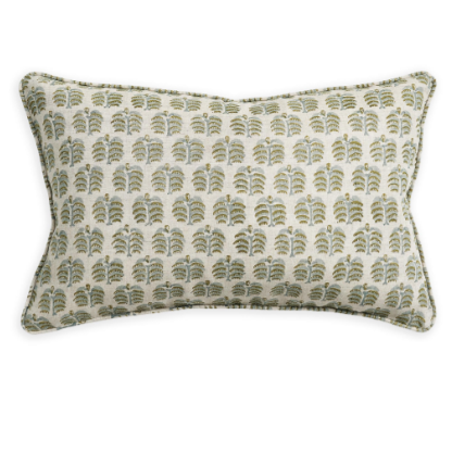Walter G - Hera Celadon Moss ( Hand Block Printed )Cushion Cover ONLY