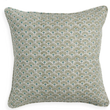 Patterned pillow with a geometric design on a white background