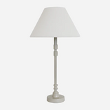 Matt Grey table lamp with a plain white background