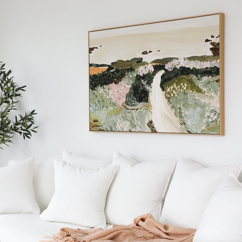 Seaside Meadow Spring Framed Canvas LANDSCAPE 