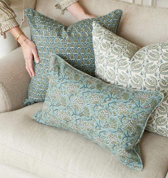 Walter G - Iznik Slate (Hand Block Printed ) Cushion Cover ONLY 