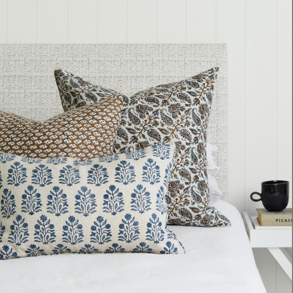 Walter G - Amer Azure (Hand Block Printed ) Cushion Cover ONLY 