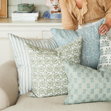 Walter G - Broccato Slate ( Hand Block Printed ) Cushion Cover ONLY