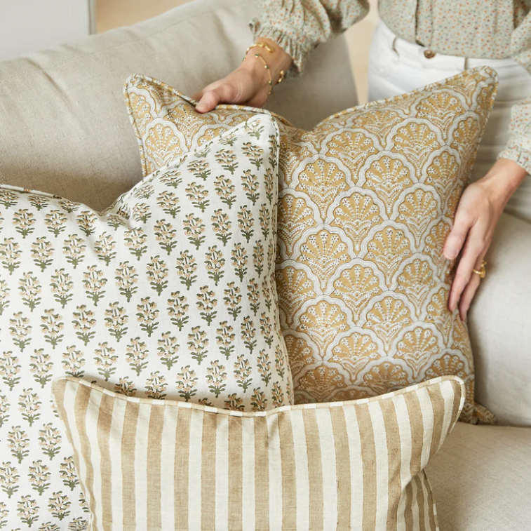 Walter G - Ashfa Desert ( Hand Block Printed ) Cushion Cover ONLY