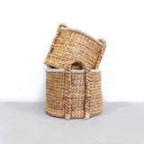  Water Hyacinth Round Basket with plaited handles