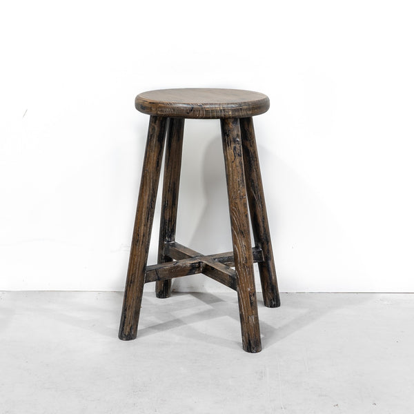 Round Top Stool DARK BROWN ELM 530H