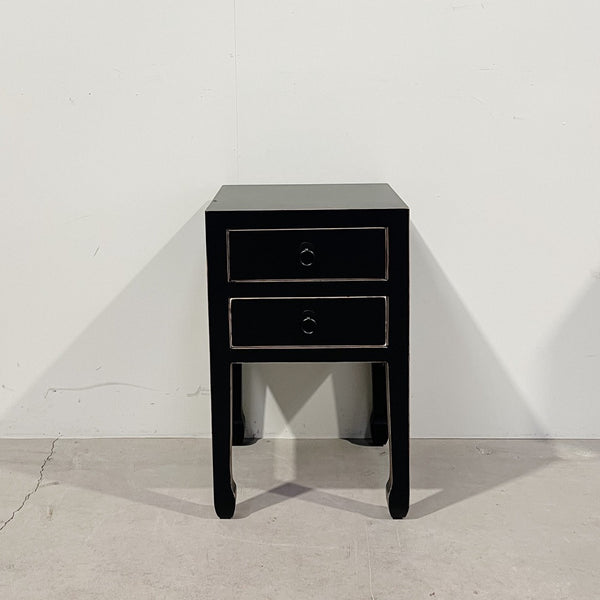  Small Bedside Table 2 Drawers BLACK
