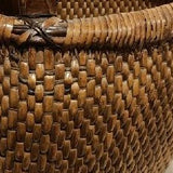 Antique Willow Basket with Bamboo Handle