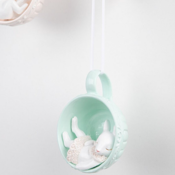 Storybook Hanging Mouse in a Teacup